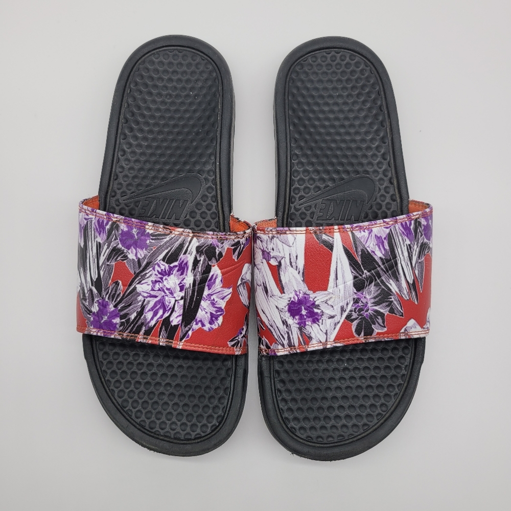 Nike Benassi Slides Sandals Floral Print 618919-024 Women's Open Toe Size 9